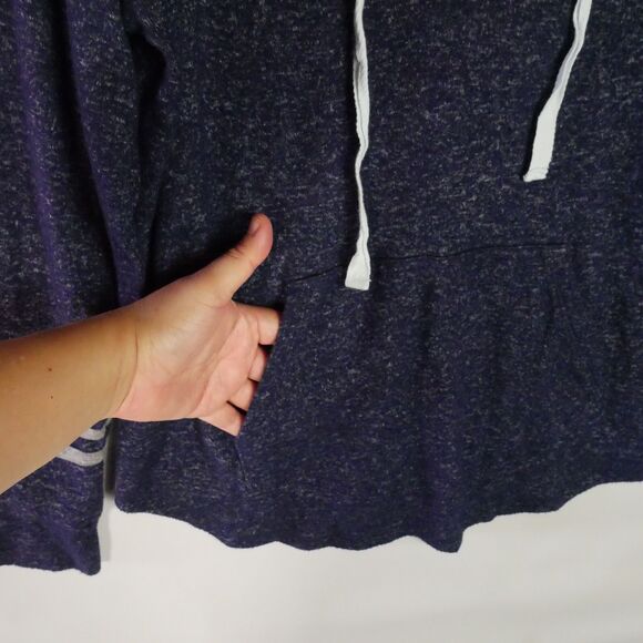Market & Spruce Womens Size L Hoodie Navy Soft Knit Drawstrng Pullover Pockets - Picture 5 of 13
